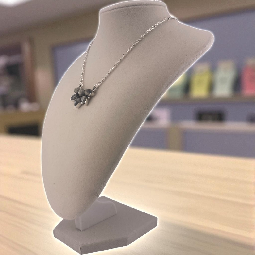 Timeless Cluster Sterling Silver Necklace with Spiny Oyster