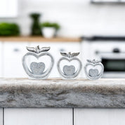 3pc Silver Diamond Apple Decor Set