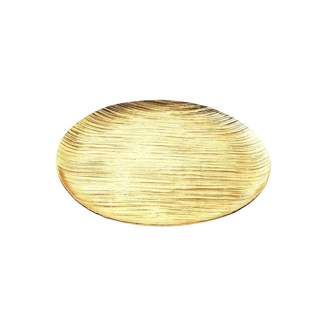 Wadi Textured Gold Round Tray, Home Decor, Kitchen Decor Gift