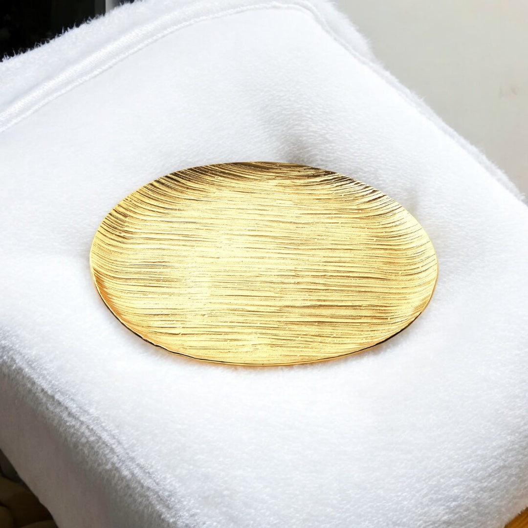 Wadi Textured Gold Round Tray, Home Decor, Kitchen Decor Gift