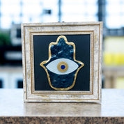 Blue Hamsa Evil Eye Wall Art,,Glass,Fused Glass, Housewarming Gift