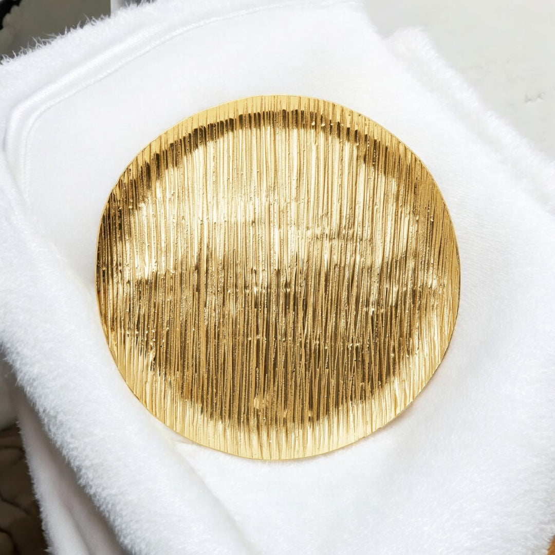 Wadi Textured Gold Round Tray, Home Decor, Kitchen Decor Gift