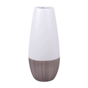 Cer, 9"h 2-tone Vase, Creme/white