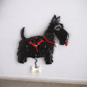 Scottie Clock: Playful Scottish Terrier with Iconic Beard and Brown Eyes