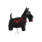 Scottie Clock: Playful Scottish Terrier with Iconic Beard and Brown Eyes