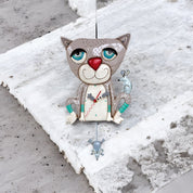 Mouser Cat Clock: Charming Hand-Painted Cat with Mouse Pendulum