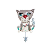 Mouser Cat Clock: Charming Hand-Painted Cat with Mouse Pendulum