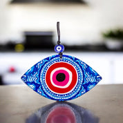 Eye Shaped, Evil Eye Wall Art, Rich Blue, Vibrant Red, Fused Glass Decor, Positive Energy Gift