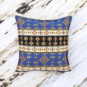 Fabric Pillow Cover, Geometric Design, Blue Accents