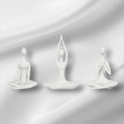 Resin, S/3 10"h Yoga Ladies, Wht