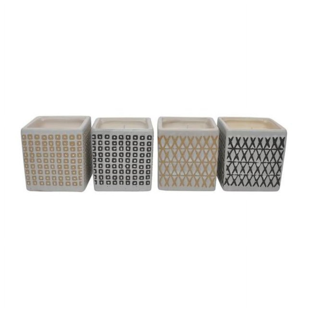 4" 7 Oz Ceramic Square Citro Candle - Multi