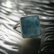 Sterling Silver, Ring, Square, Larimar, Gemstone, Perfect Gift