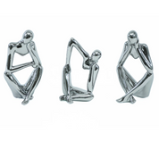 Silver Pose Statue Figures - Set of 3