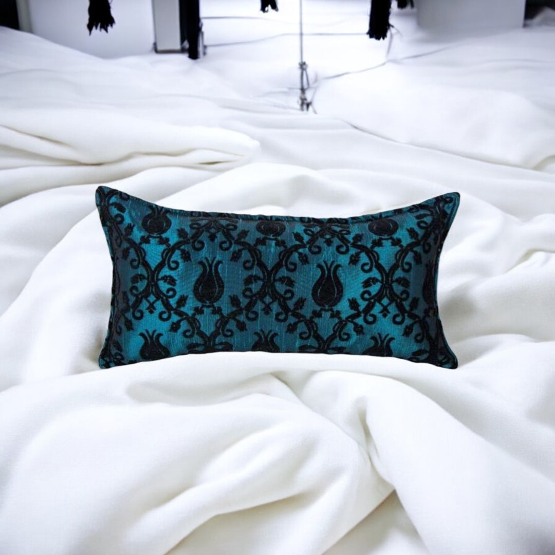 Chenille Pillow Cover with Black Accent Designs, Luxurious Comfort