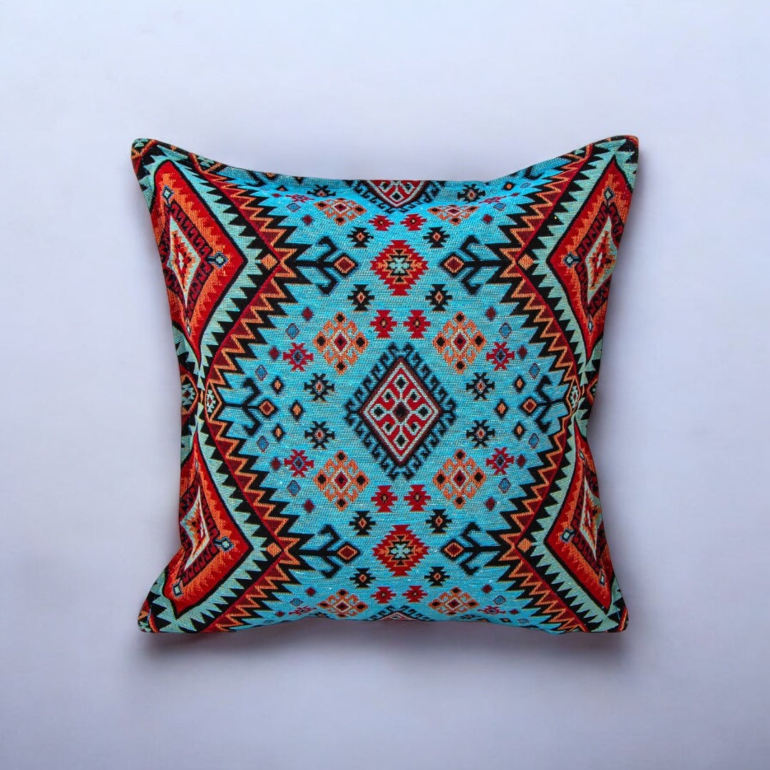 The Bright Red and Blue, Tapestry Fabric Pillow Cover, Decorative Pillow