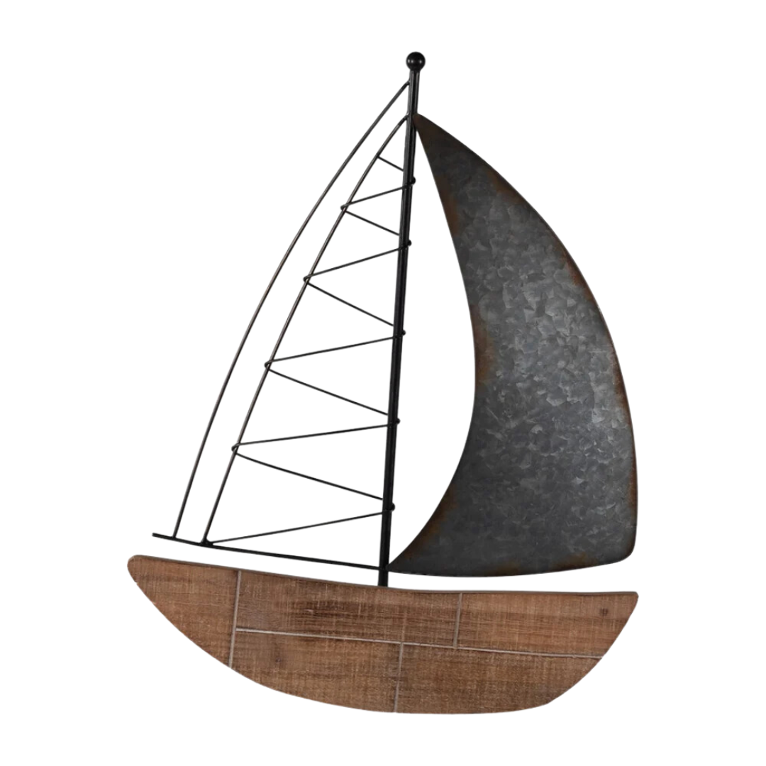 Metal, 19"h Boat Wall Deco, Brown