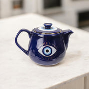 Evil Eye Stoneware Teapot Serene Blue