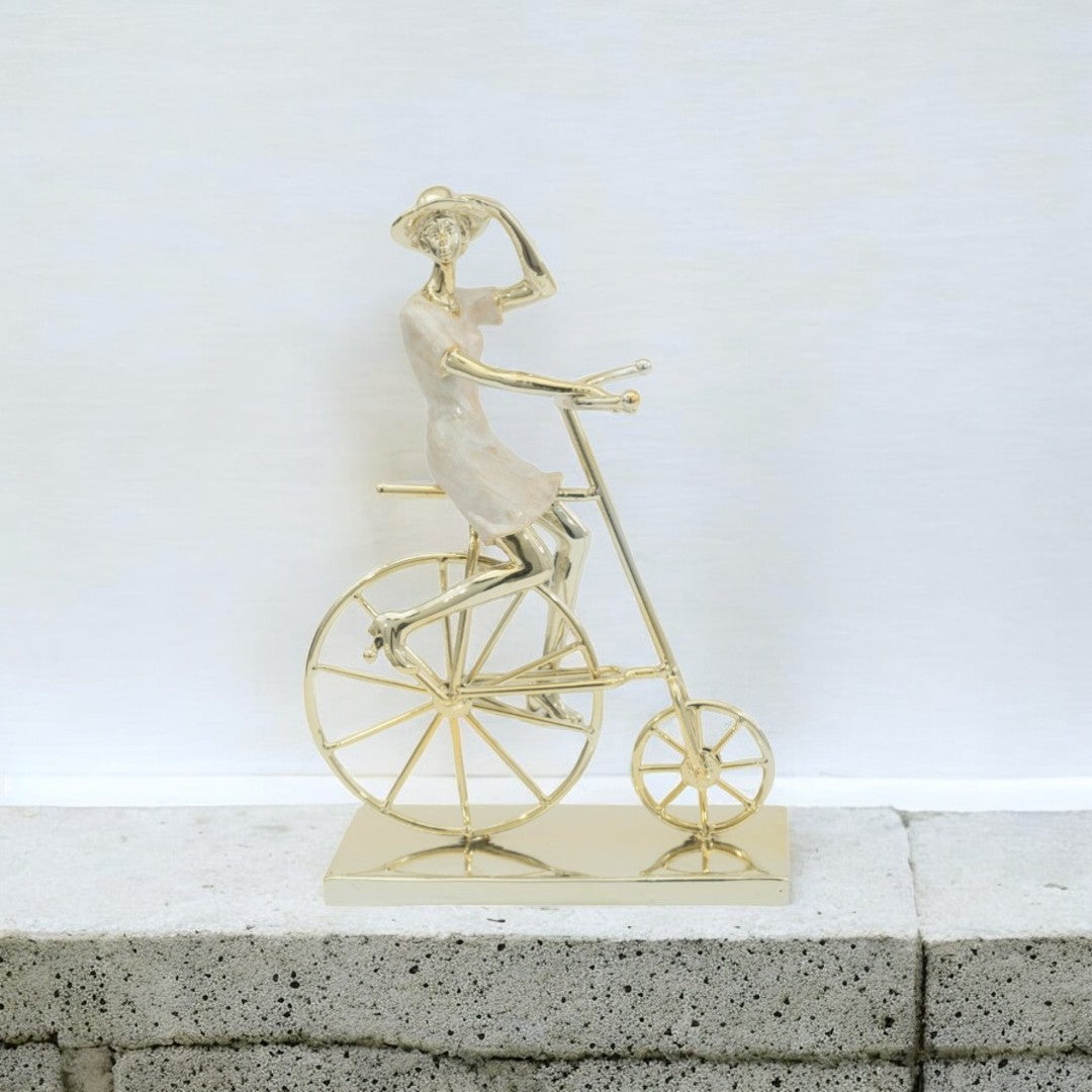 Woman on Bicycle Gold Plated