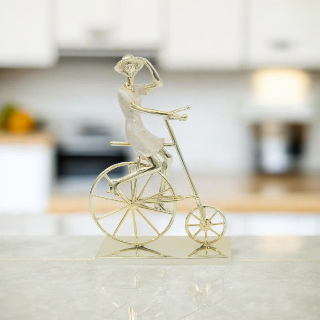 Woman on Bicycle Gold Plated