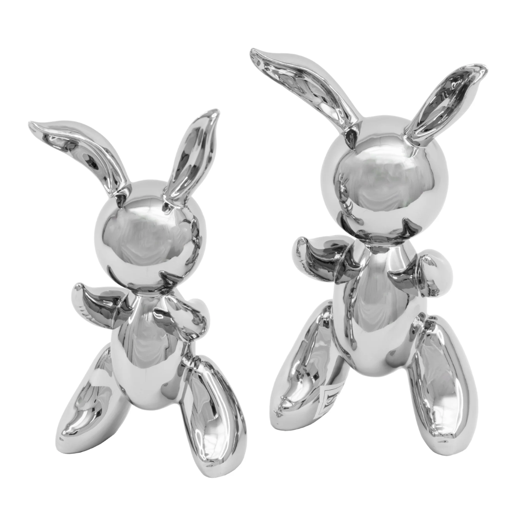 2-Piece Standing Silver Bunny Set