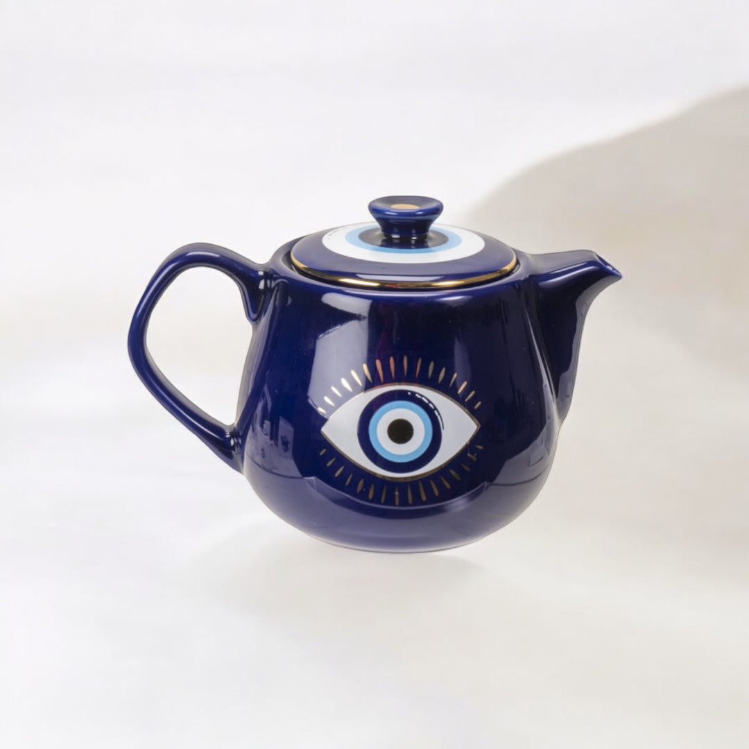 Evil Eye Stoneware Teapot Serene Blue