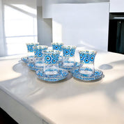 Protective Evil Eye Tea Glass Set – Elegant Cups and Saucers with Cultural Design