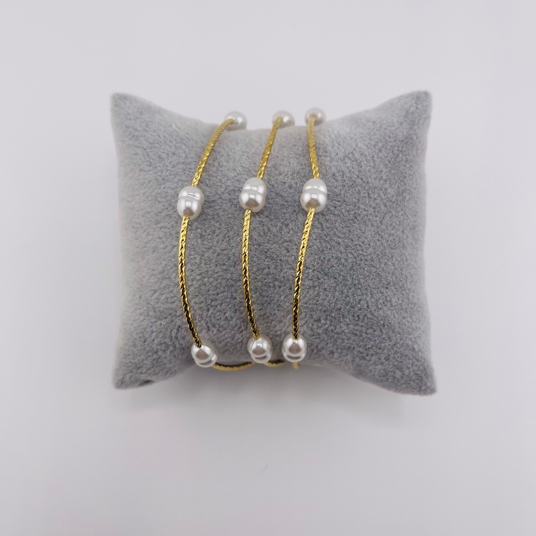 Elegant Golden Beaded Stainless Steel Bracelet with Gold Finish - Delicate Beads - Daily Wear and Gift for Her