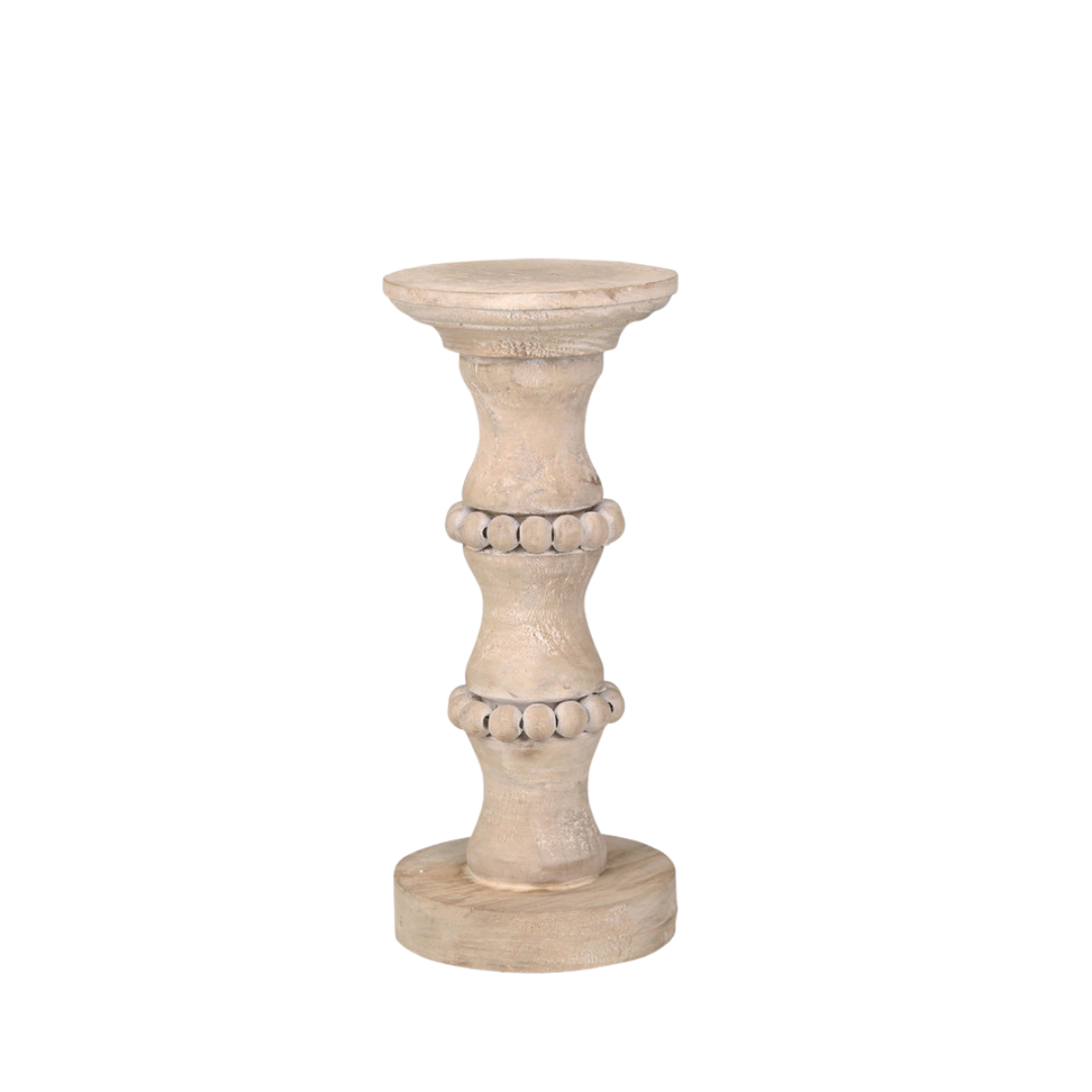 WOODEN 11" ANTIQUE STYLE  CANDLE HOLDER