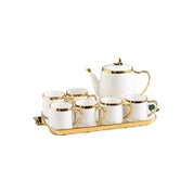 Luxury Modern Ceramic Tea / Coffee Set - White with Gold Accent