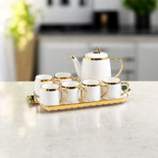 Luxury Modern Ceramic Tea / Coffee Set - White with Gold Accent