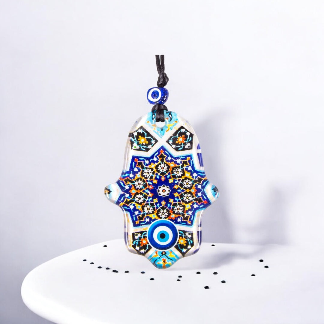 Hamsa Glass Decor, Evil Eye, Hamsa Shape & Design Decor, Home Protection Gift