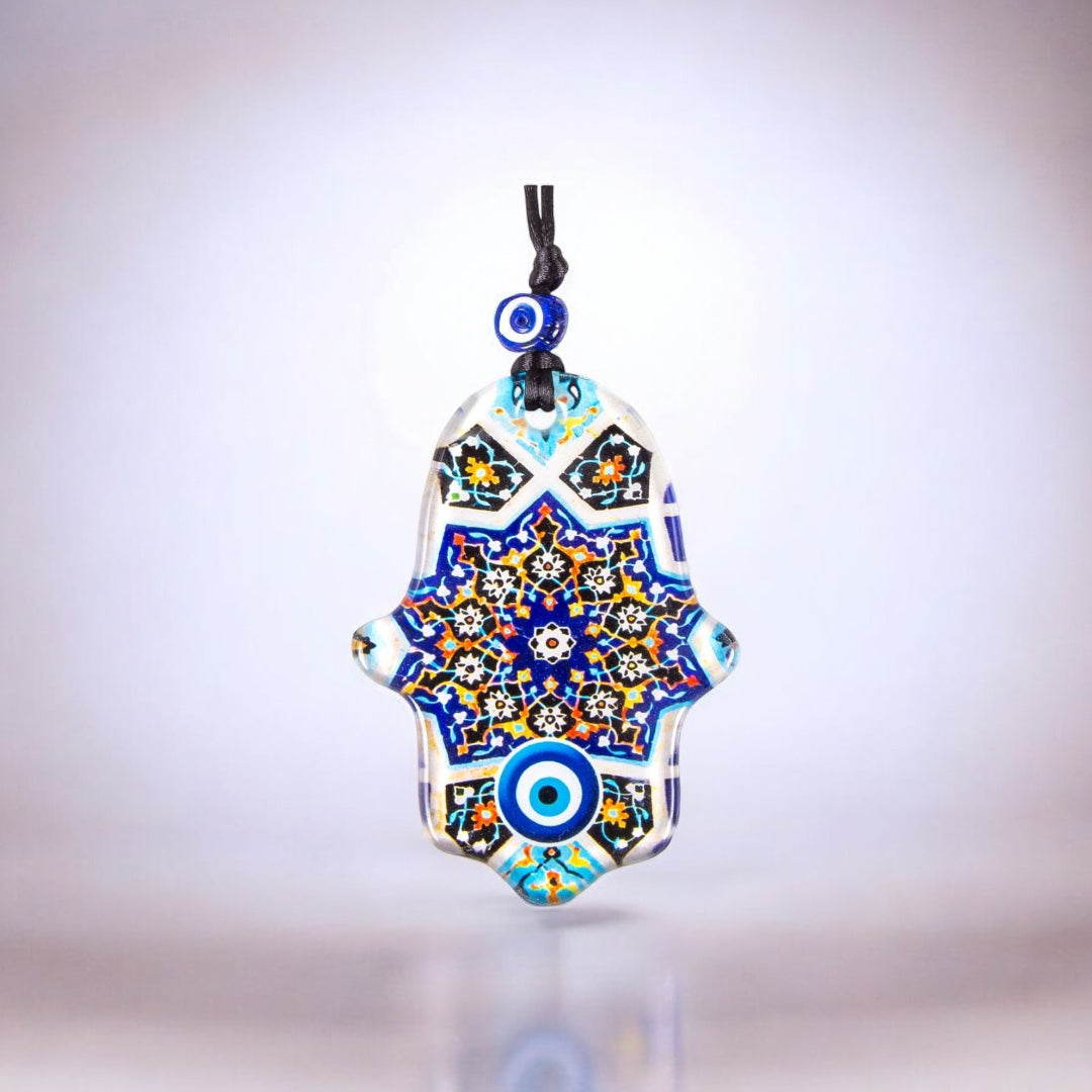 Hamsa Glass Decor, Evil Eye, Hamsa Shape & Design Decor, Home Protection Gift