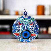 Evil Eye, Triple Layered Evil Eye, Colorful Flower Pattern, Cultural, Protection Symbol, Gift Decor