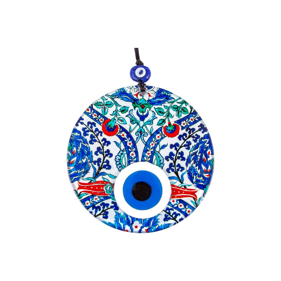 Evil Eye, Triple Layered Evil Eye, Colorful Flower Pattern, Cultural, Protection Symbol, Gift Decor