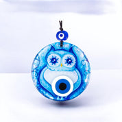 Evil Eye, Owl Design, Hanging Decor, Fusion Glass,  Protection Wall Art