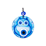 Evil Eye, Owl Design, Hanging Decor, Fusion Glass,  Protection Wall Art