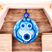 Evil Eye, Owl Design, Hanging Decor, Fusion Glass,  Protection Wall Art