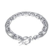 Sleek Round Stainless Steel Silver Finish Bracelet