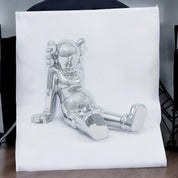 Sitting silver Ceramic Sculpture