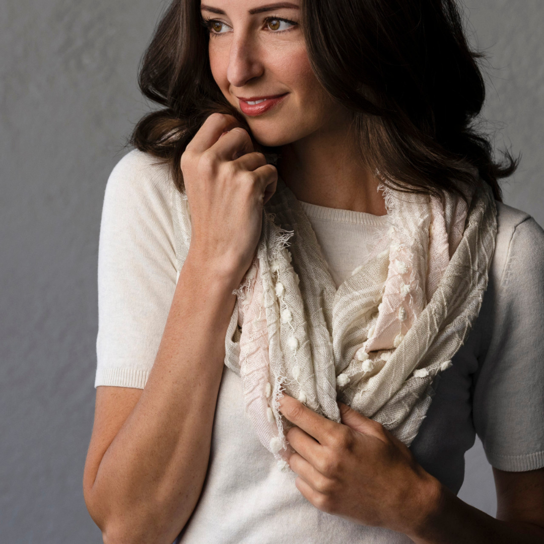 Textured Infinity Scarf in Blush, Embrace Elegance and Comfort with a Versatile Accessory