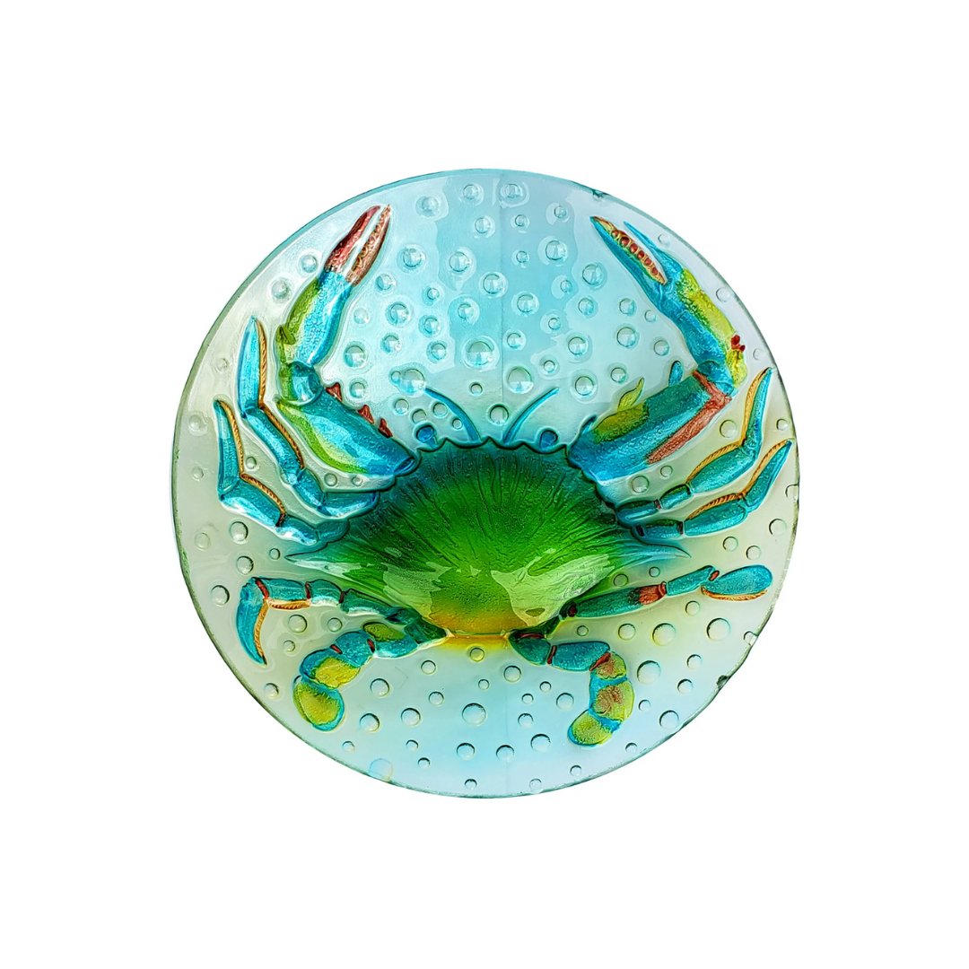 12" Extraordinary Blue Crab Glass Plate