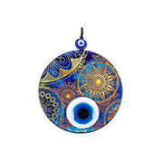 Handmade Triple Layered Evil Eye Glass Design on Sun Motif Glass - Protection Symbol, Cultural Decor Gift