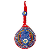 Hamsa, Red or Blue Ceramic, Evil Eye, Wall Hanging Ornament Decor, Protection Gift