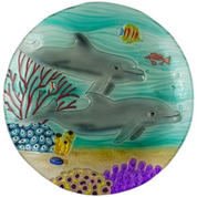 8" Round Dolphin Paradise Glass Platter