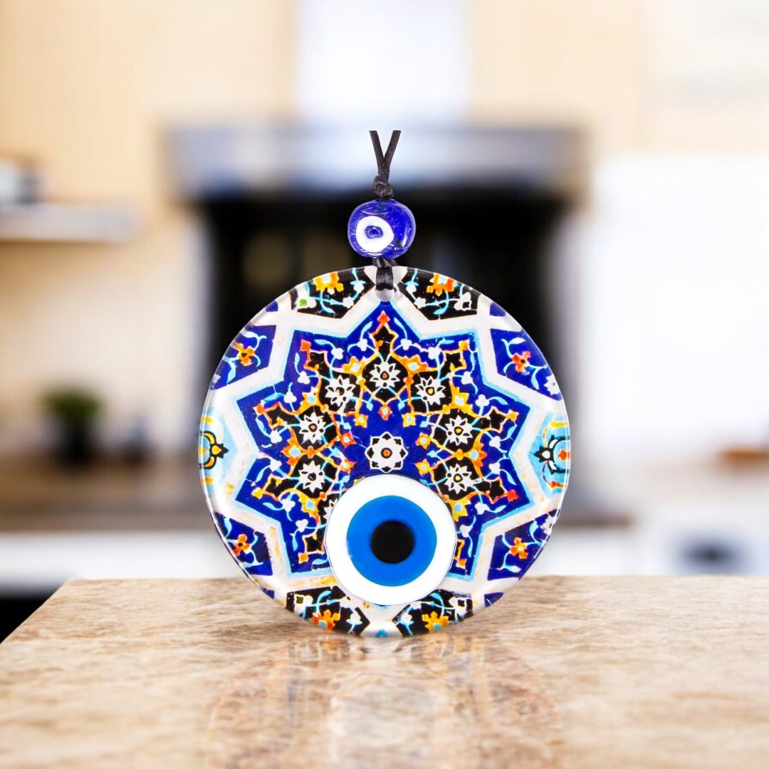 Evil Eye, Star Patterned Glass, Protection Symbol, Cultural Decor, Unique Gift