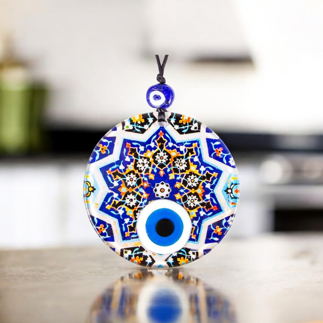 Evil Eye, Star Patterned Glass, Protection Symbol, Cultural Decor, Unique Gift