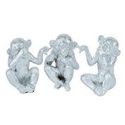 3PC Silver Monkey Decor