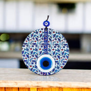 Evil Eye, Handmade Glass Decor, Vibrant Floral Patterns, Triple Layered Evil Eye, Protection Gift