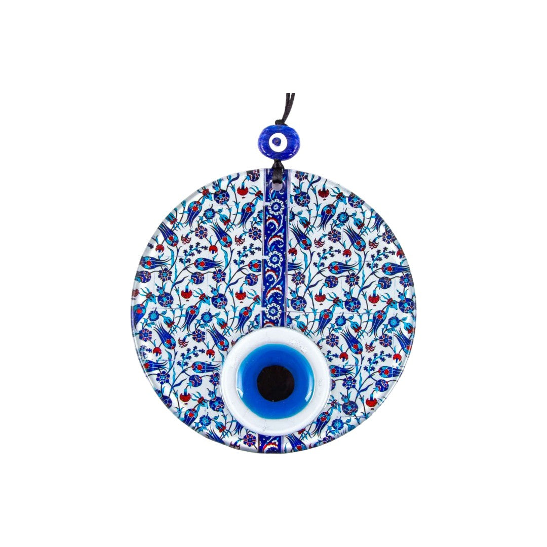 Evil Eye, Handmade Glass Decor, Vibrant Floral Patterns, Triple Layered Evil Eye, Protection Gift