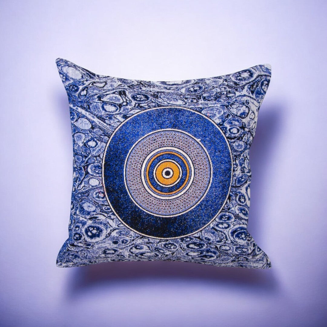 Blue Evil Eye Pillow Cover, Home Décor, Unique Design, Gift, Boho Chic, Mystical Charm